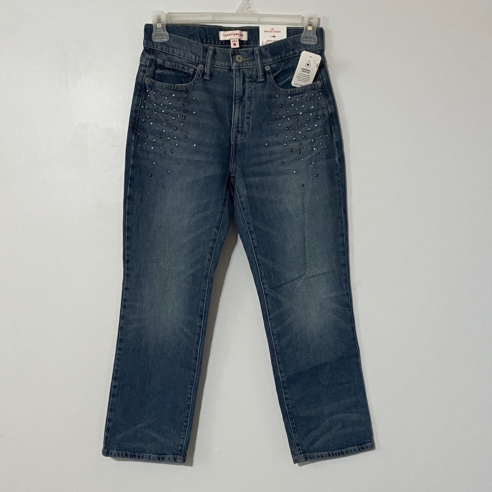 Lucky Brand Zoe Women’s Dark Blue High Rise Straight Jeans